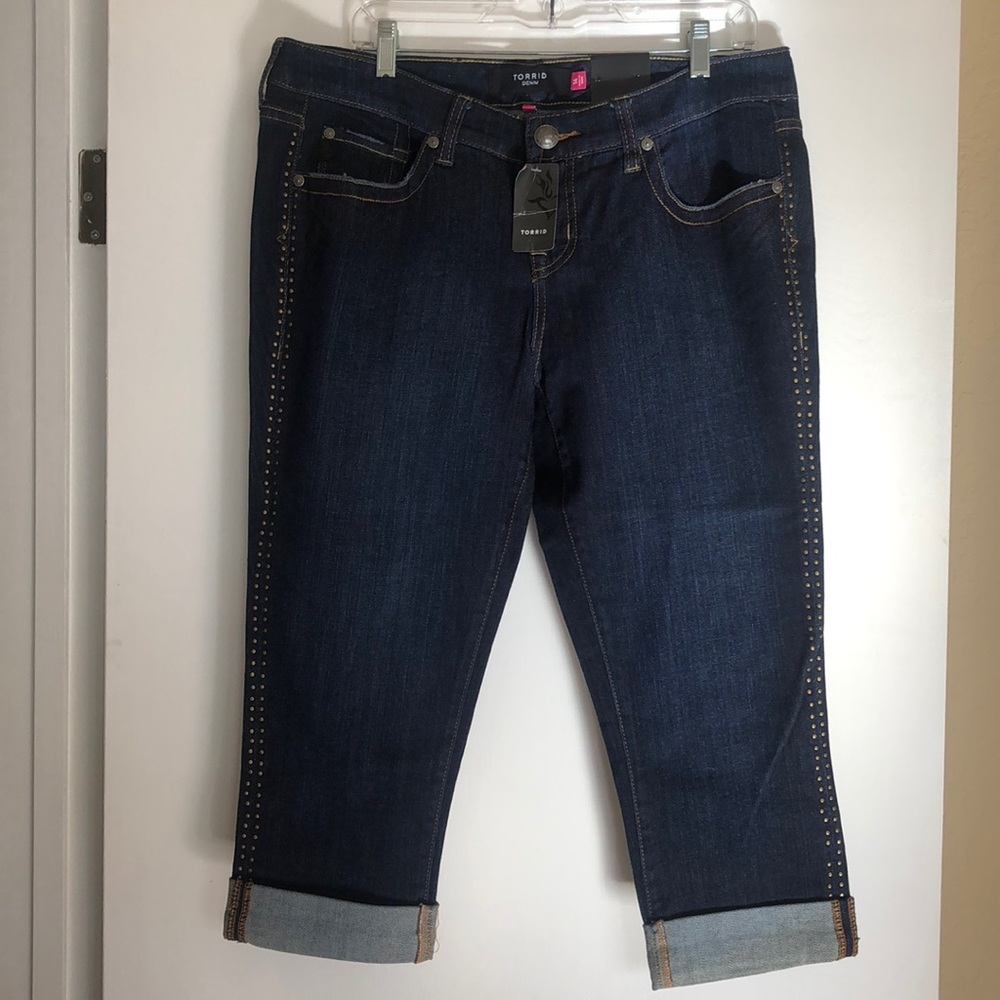 Torrid denim dark stud crop jeans